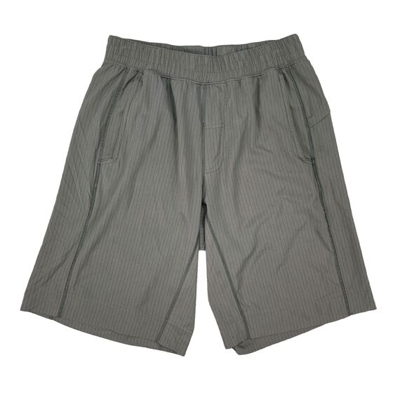 Lululemon Shorts Mens M Medium Gray Striped Elastic Waist Drawstring Gym Train - Picture 1 of 14